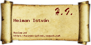 Heiman István névjegykártya